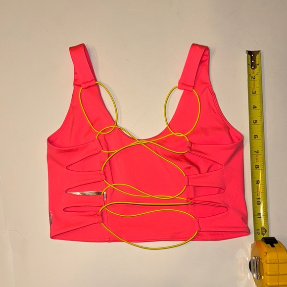 Free People Movement She’s Got Rhythm Crop Strappy Top “Flamingo Fizz” EUC XS - Picture 2 of 4